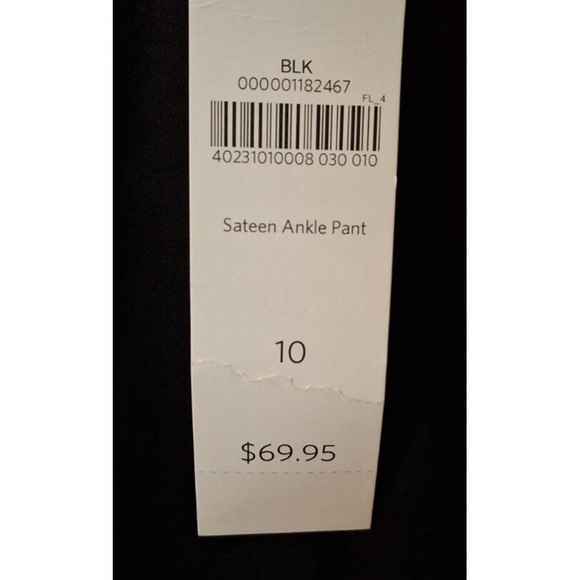 Coldwater Creek Women's Size 10 Black Sateen Ankle Pant Cotton Stretch NWT - Picture 7 of 13